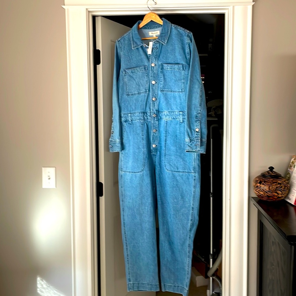 Madewell Denim Relaxed Coverall Jumpsuit in Glenroy Wash Women’s NWT new XL
